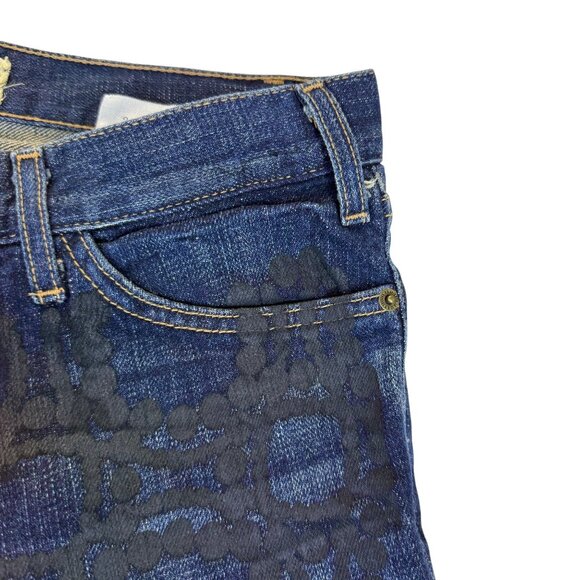 Current/Elliott Womens Blue Cotton/Polyurethane Patterned Denim Jeans Size 27 - Picture 4 of 11